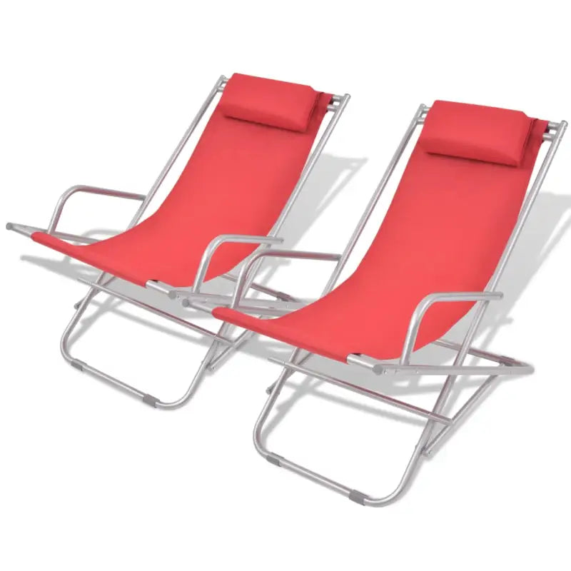 Comfortabele ligstoelen met gepoedercoat stalen frame voor de tuin - Rood / 2 - Ligstoelen