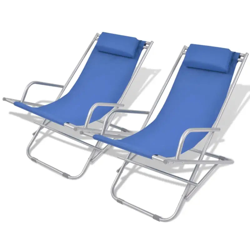 Comfortabele ligstoelen met gepoedercoat stalen frame voor de tuin - Blauw / 2 - Ligstoelen