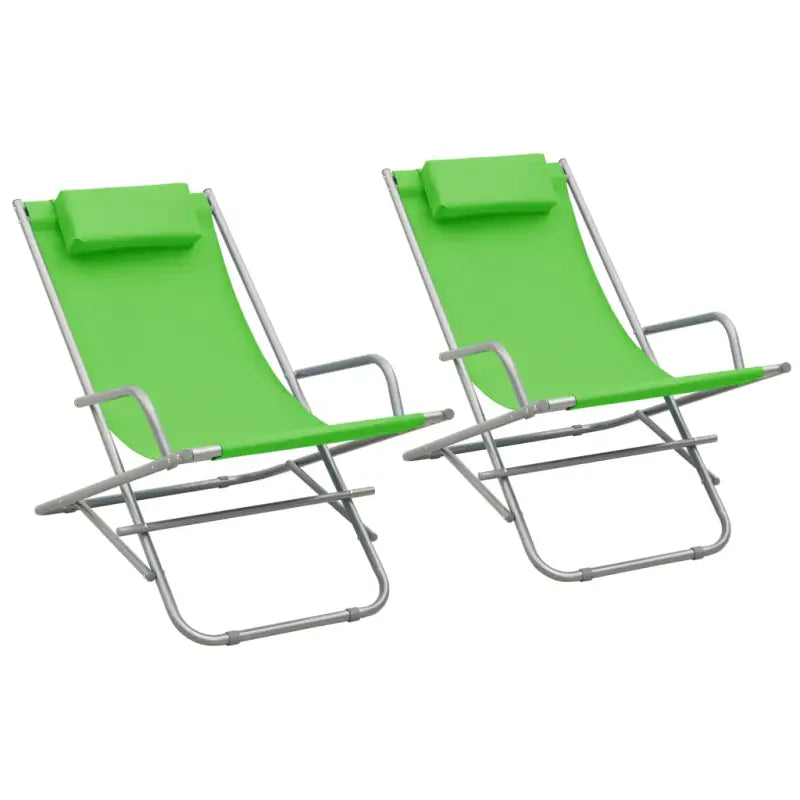 Comfortabele ligstoelen met gepoedercoat stalen frame voor de tuin - Groen / 2 - Ligstoelen