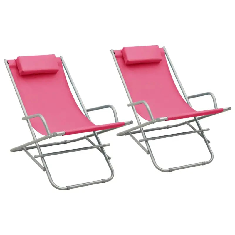 Comfortabele ligstoelen met gepoedercoat stalen frame voor de tuin - Roze / 2 - Ligstoelen