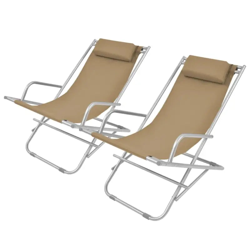 Comfortabele ligstoelen met gepoedercoat stalen frame voor de tuin - Taupe / 2 - Ligstoelen