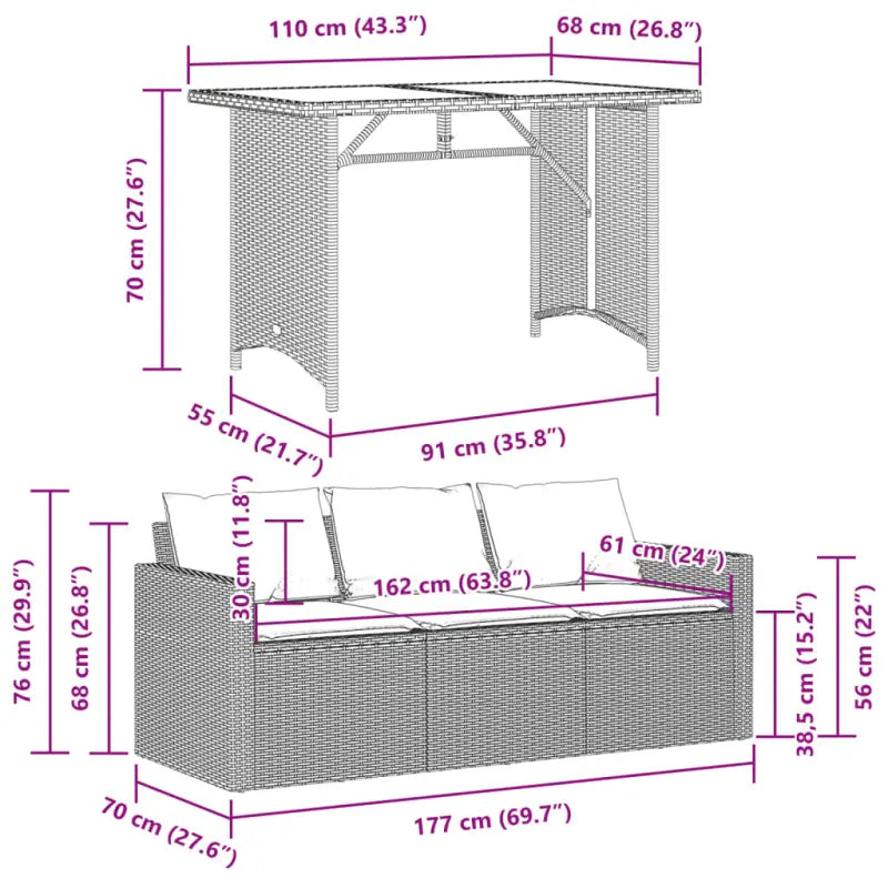 Comfortabele poly rattan tuinset voor gemakkelijk schoon en buiten genieten - Tuinsets