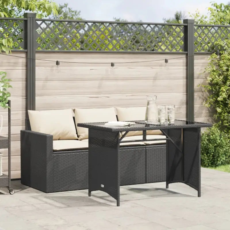 Comfortabele poly rattan tuinset voor gemakkelijk schoon en buiten genieten - Zwart en crème / pe rattan and glass