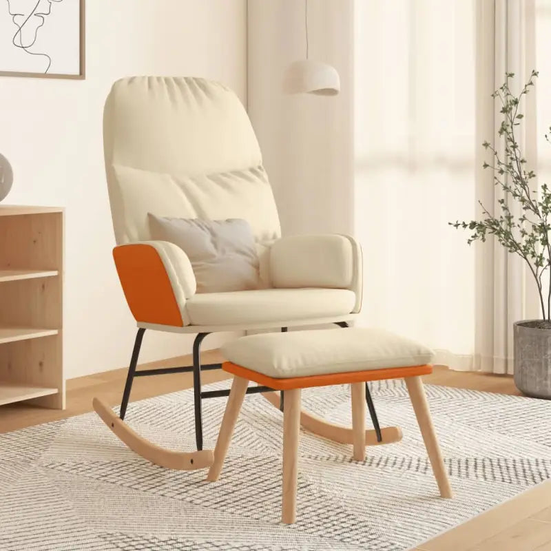 Comfortabele schommelstoel voor ontspanning met duurzame stof - Crèmewit / 1 / Met voetensteun - Schommelstoelen