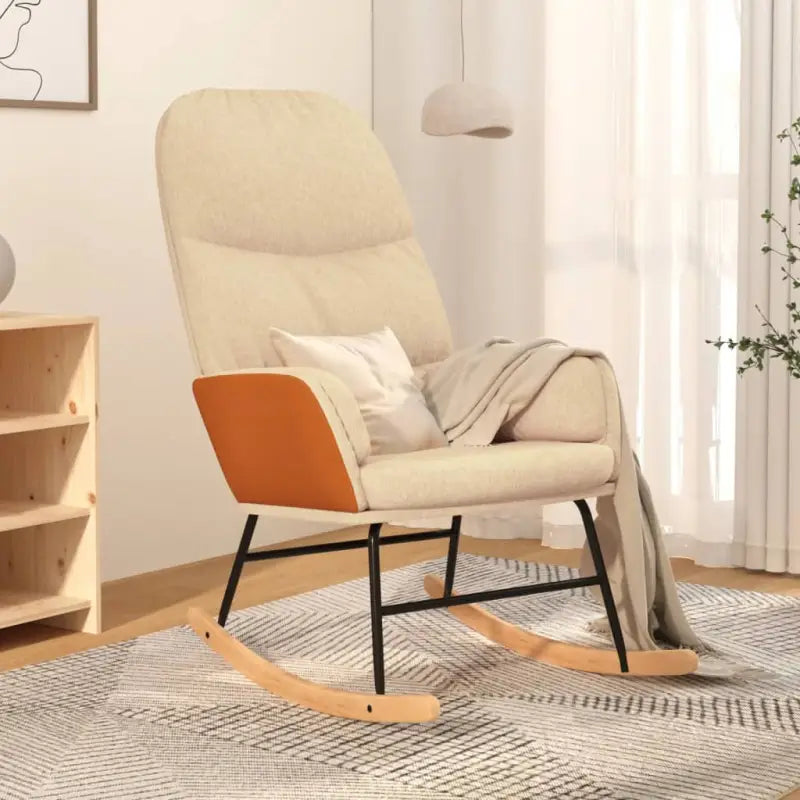 Comfortabele schommelstoel voor ontspanning met duurzame stof - Crèmewit / 1 / Zonder voetensteun - Schommelstoelen