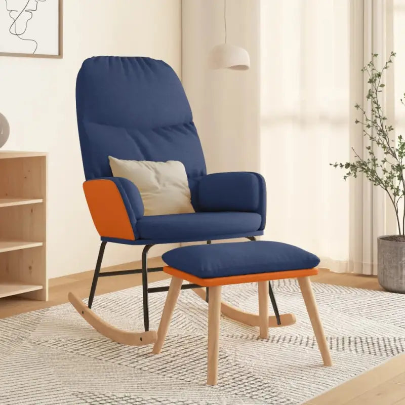 Comfortabele schommelstoel voor ontspanning met duurzame stof - Blauw / 1 / Met voetensteun - Schommelstoelen
