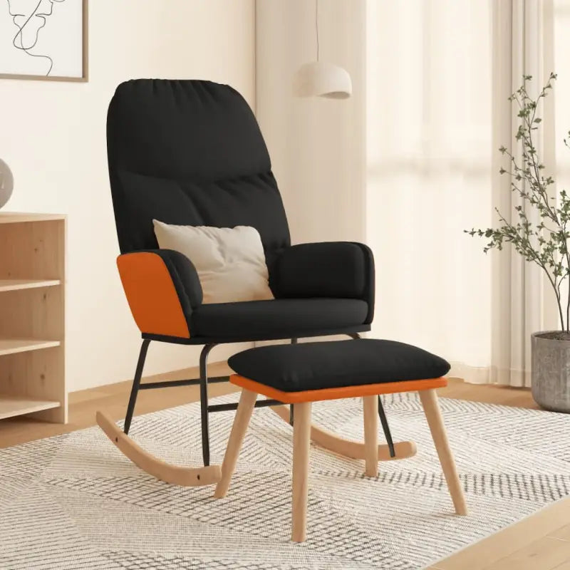 Comfortabele schommelstoel voor ontspanning met duurzame stof - Zwart / 1 / Met voetensteun - Schommelstoelen