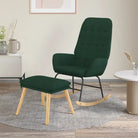 Comfortabele schommelstoel voor ontspanning met zachte bekleding - Donkergroen / 1 / Met voetensteun - Schommelstoelen