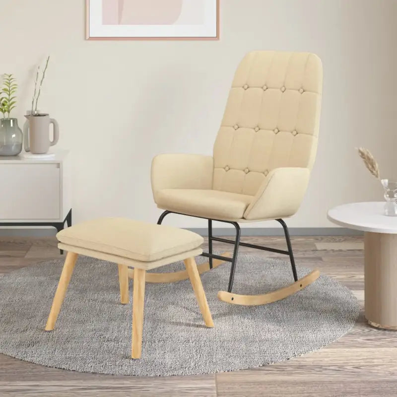 Comfortabele schommelstoel voor ontspanning met zachte bekleding - Crème / 1 / Met voetensteun - Schommelstoelen