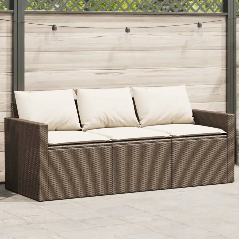 Comfortabele tuinbank van poly rattan met wasbare hoes - Bruin en crèmewit / 1 - Loungebanken