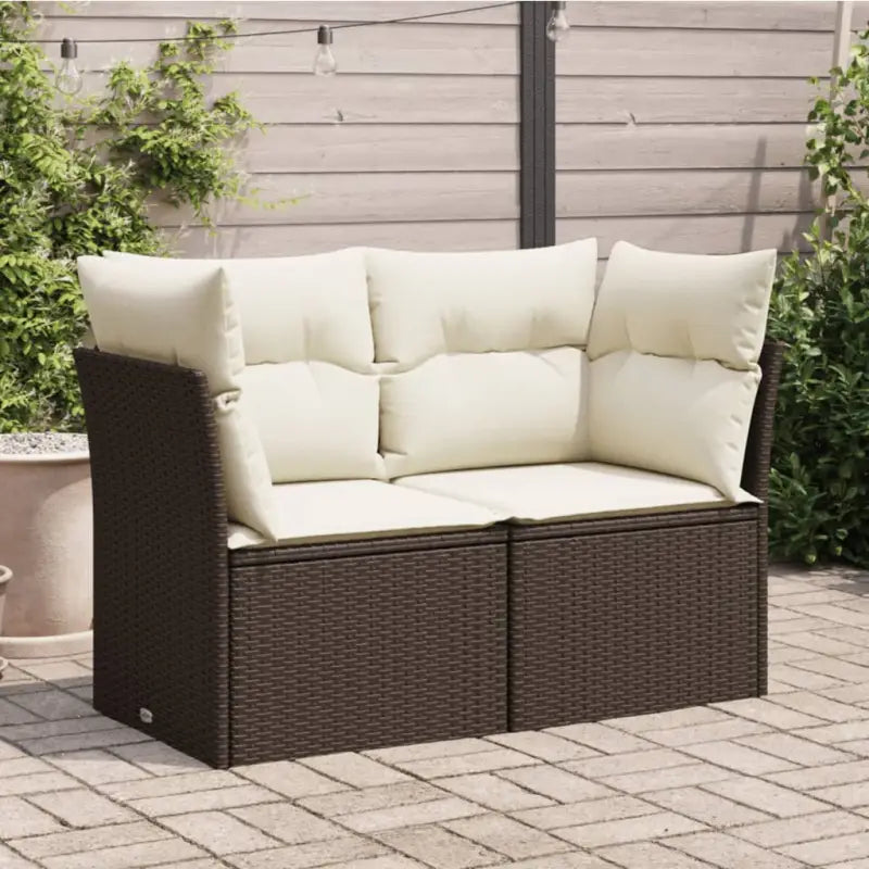 Comfortabele tuinbank van poly rattan met waterdichte zak voor buitengebruik - Bruin / 1 / 2x hoek - Loungebanken