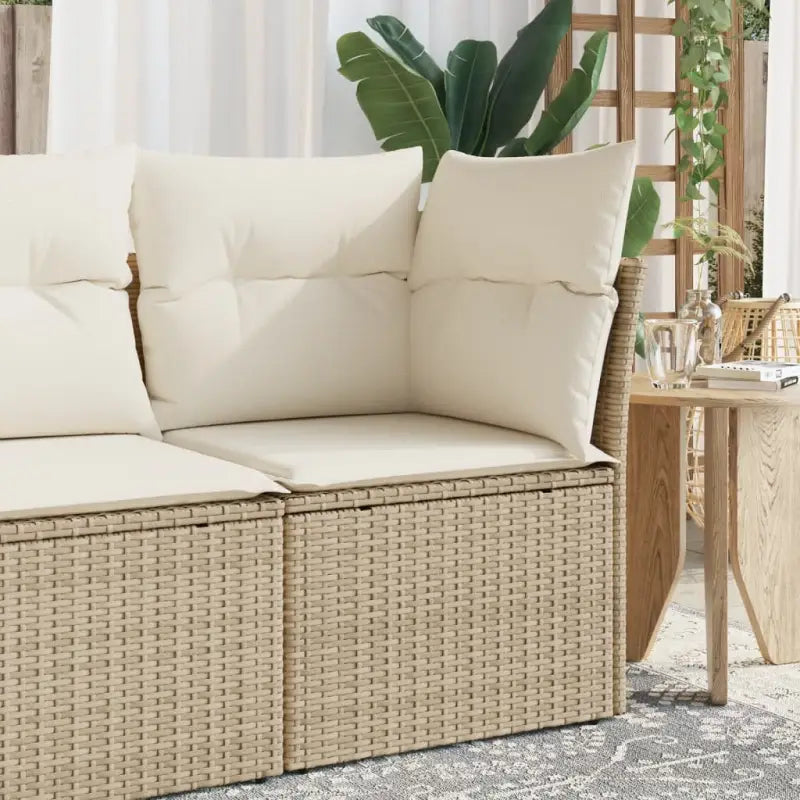 Comfortabele tuinbank van poly rattan met waterdichte zak voor buitengebruik - Beige / 1 / Hoekbank - Loungebanken