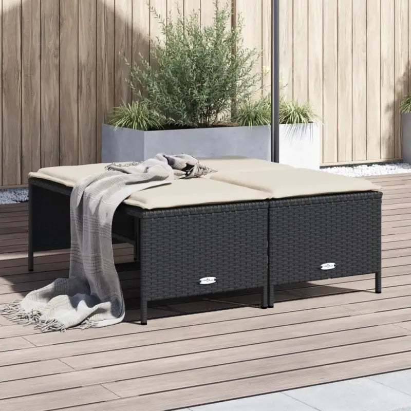 Comfortabele tuinpoefs met poly rattan en wasbare hoes - Zwart / 1 - Tuinpoefs