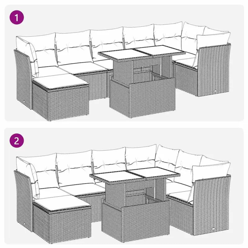 Comfortabele tuinset in grijs materiaal met gepoedercoat staal - Grijs / met opbergruimte - Tuinsets