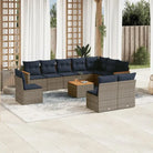 Comfortabele tuinset in grijs materiaal met gepoedercoat staal - Grijs en blauw / Met tafel - Tuinsets