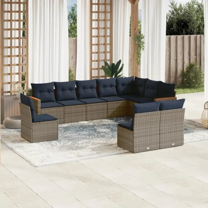 Comfortabele tuinset in grijs materiaal met gepoedercoat staal - Grijs en blauw / Zonder tafel - Tuinsets