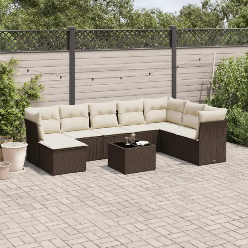 Comfortabele tuinset met beige materiaal en gepoedercoat staal afmetingen - Bruin en crème / Met tafel - Tuinsets