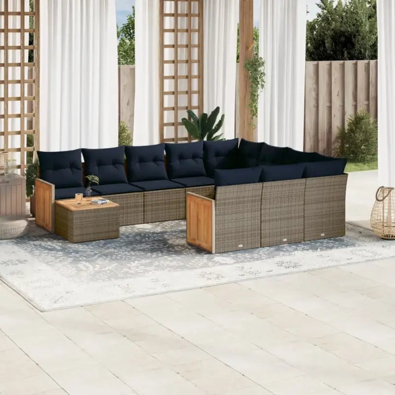 Comfortabele tuinset met grijs materiaal en gepoedercoat staal - Grijs en blauw - Tuinsets