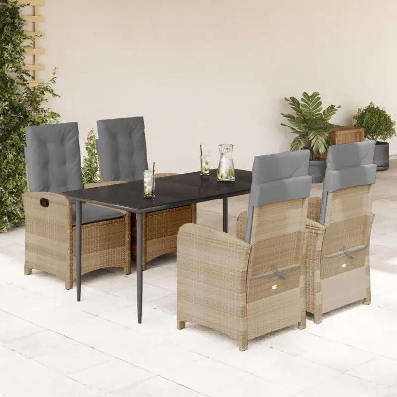 Comfortabele tuinset met poly rattan en gemakkelijk schoon te maken - 160 cm tafellengte / Zonder voetensteun - Tuinsets
