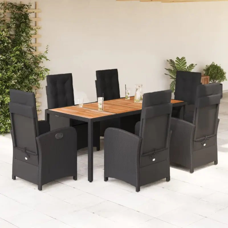 Comfortabele tuinset met poly rattan en gemakkelijk schoon te maken - Zwart / 190 cm tafellengte / Zonder voetensteun