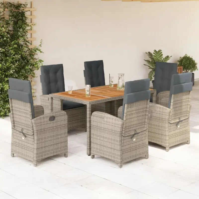 Comfortabele tuinset met poly rattan en gemakkelijk schoon te maken - Grijs / 150 cm tafellengte / Zonder voetensteun