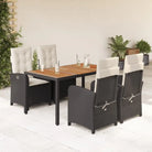 Comfortabele tuinset met poly rattan en gemakkelijk schoon te maken - Zwart en crème / 150 cm tafellengte / Zonder