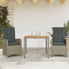 Comfortabele tuinset met poly rattan en gemakkelijk schoon te maken - Grijs / 90 cm tafellengte / Zonder voetensteun