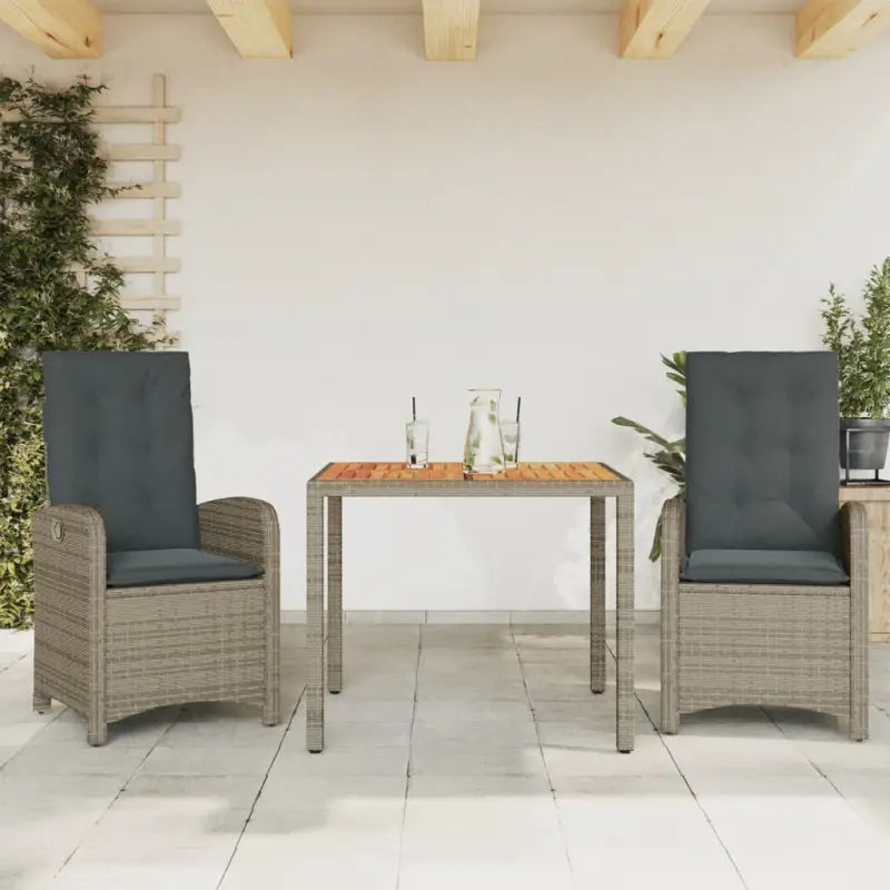 Comfortabele tuinset met poly rattan en gemakkelijk schoon te maken - Grijs / 90 cm tafellengte / Zonder voetensteun