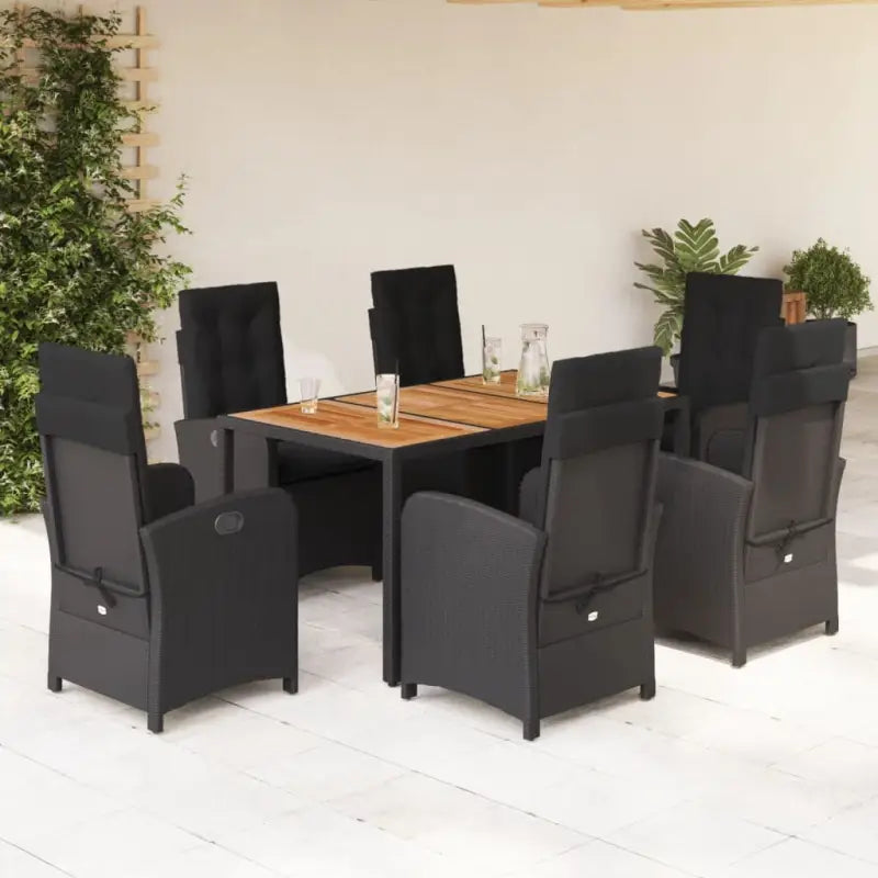 Comfortabele tuinset met poly rattan en gemakkelijk schoon te maken - Zwart / 150 cm tafellengte / Zonder voetensteun