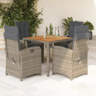 Comfortabele tuinset met poly rattan en gemakkelijk schoon te maken - Grijs / 90 cm tafellengte / Met voetensteun