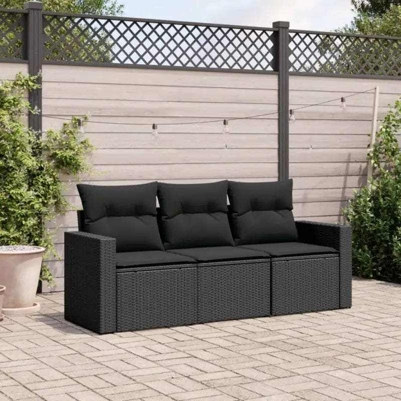 Comfortabele tuinset met poly rattan en gepoedercoat staal afmetingen - Zwart / Zonder tafel - Tuinsets