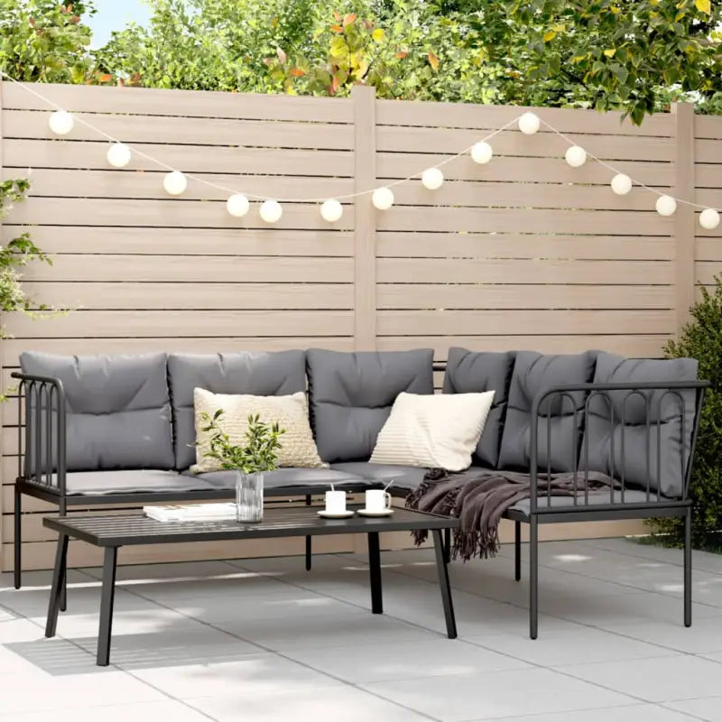 Comfortabele tuinset met wasbare hoes in antraciet materiaal - Tuinsets