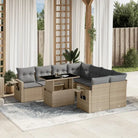 Comfortabele tuinset van beige materiaal en gepoedercoat staal - Beige en grijs / zonder opbergruimte - Tuinsets