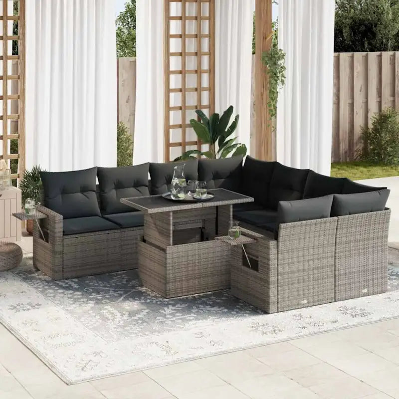 Comfortabele tuinset van beige materiaal en gepoedercoat staal - Grijs / met opbergruimte - Tuinsets