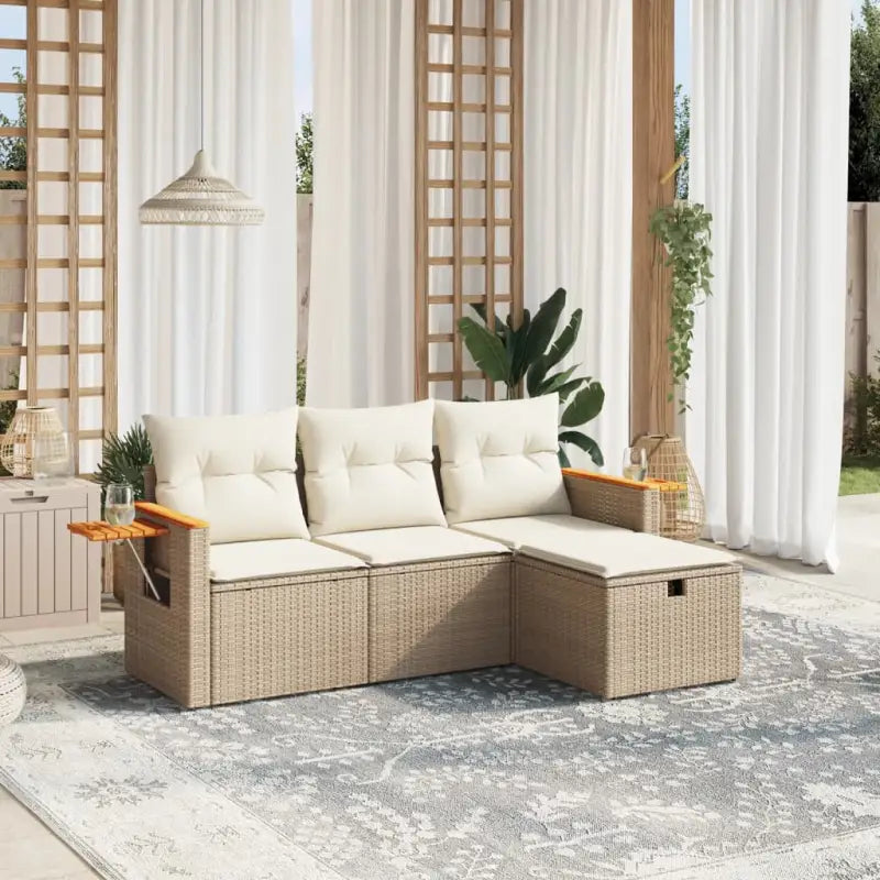 Comfortabele tuinset van gemengd beige materiaal met gepoedercoat staal - beige en crèmekleurig / zonder opbergruimte