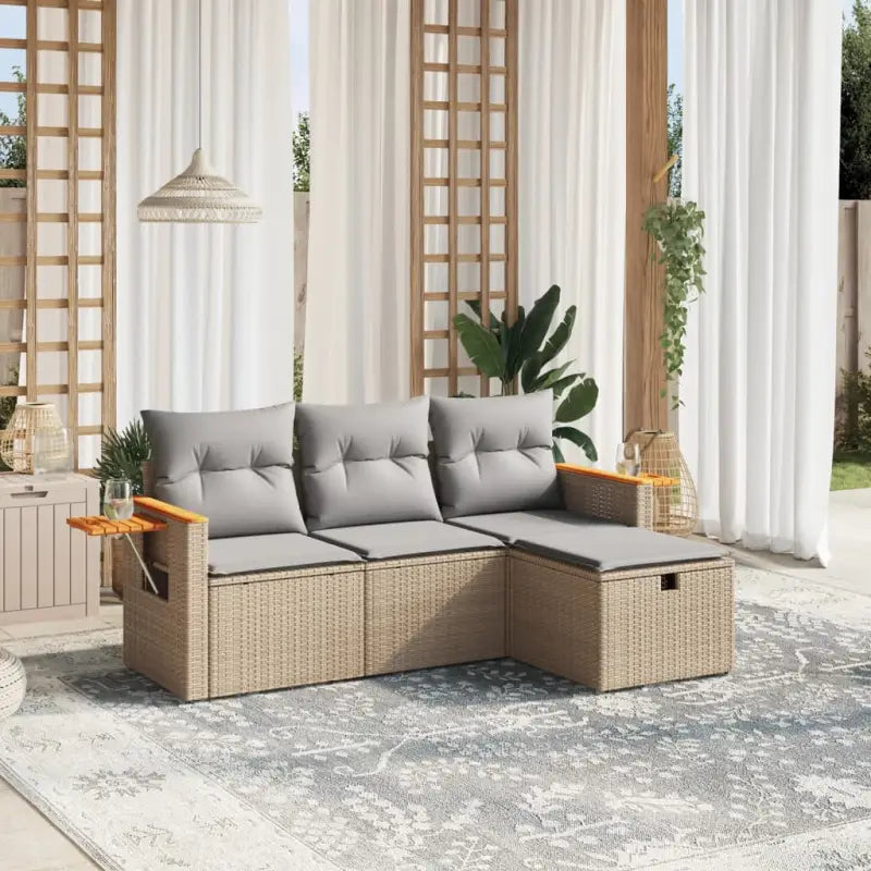 Comfortabele tuinset van gemengd beige materiaal met gepoedercoat staal - Beige en grijs / zonder opbergruimte