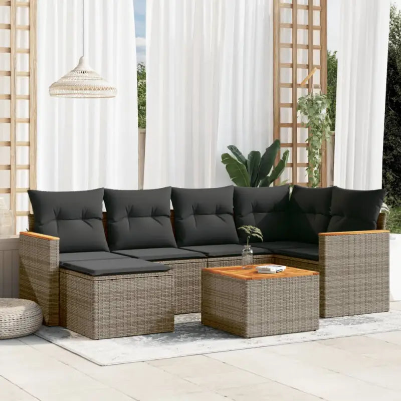 Comfortabele tuinset van gepoedercoat staal met beige materiaal - Grijs / Met tafel - Tuinsets