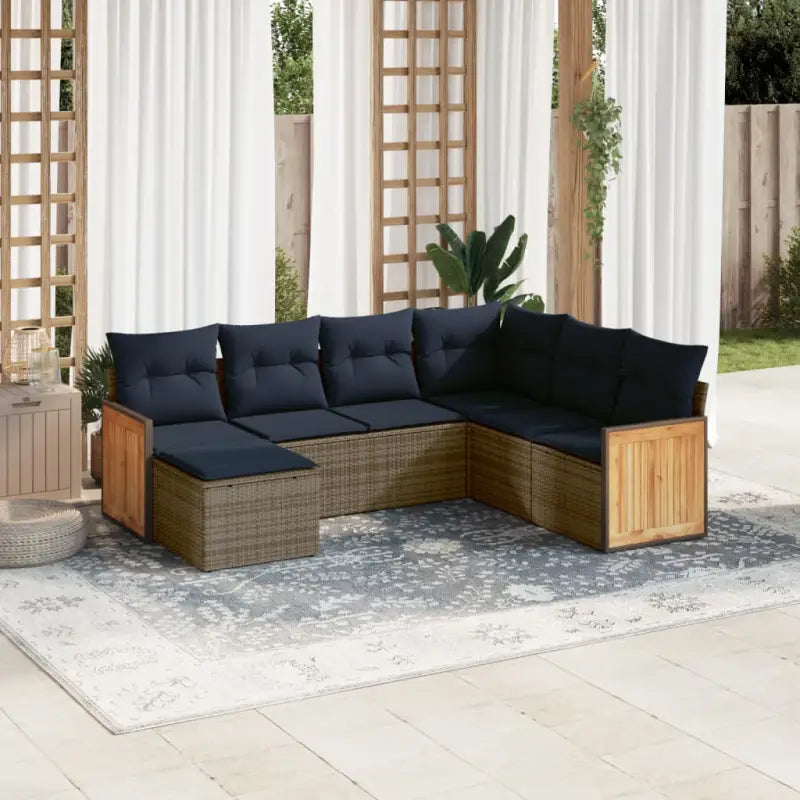 Comfortabele tuinset van grijs materiaal en gepoedercoat staal - Grijs en blauw / Zonder tafel - Tuinsets