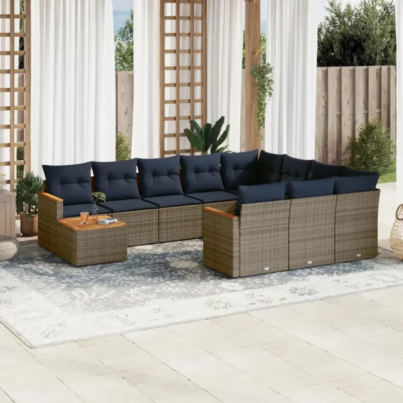 Comfortabele tuinset van grijs materiaal met gepoedercoat staal en waterdichte tas - grijs en marineblauw - Tuinsets