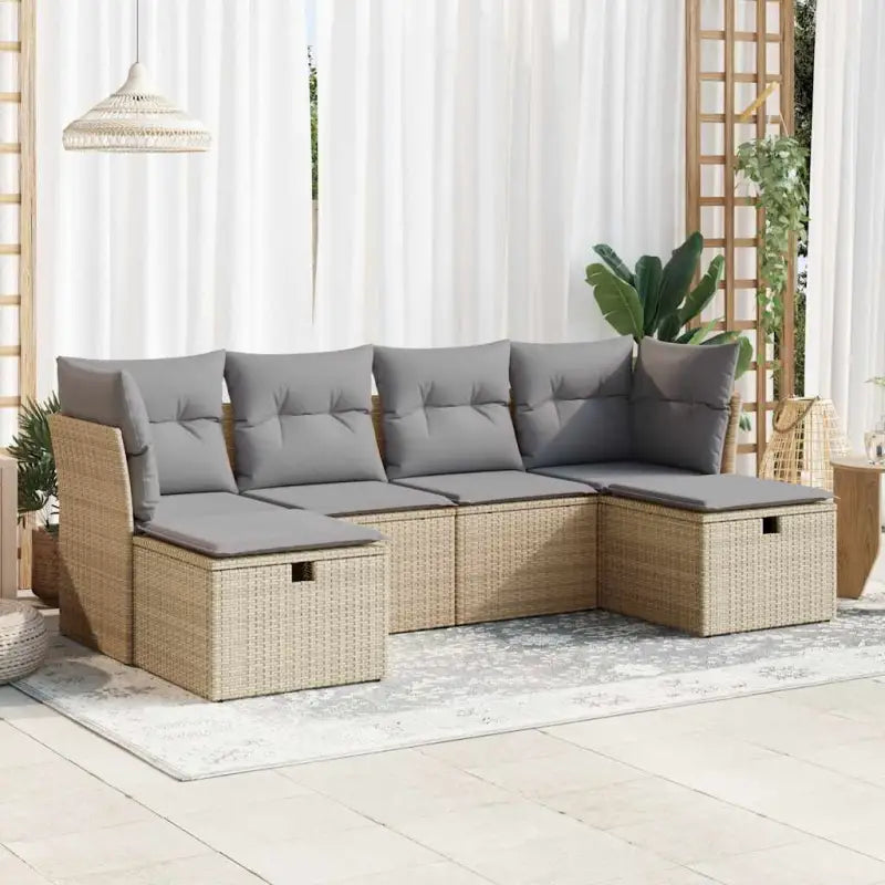 Comfortabele tuinset van zwart gepoedercoat staal met ruime afmetingen - Beige en grijs / met opbergruimte en zak