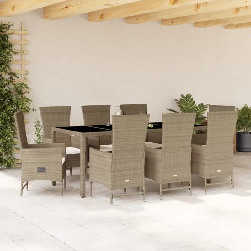 Comfortabele tuintafelset van poly rattan gemakkelijk schoon en onderhoudsvriendelijk - 190 cm tafellengte / Stoel
