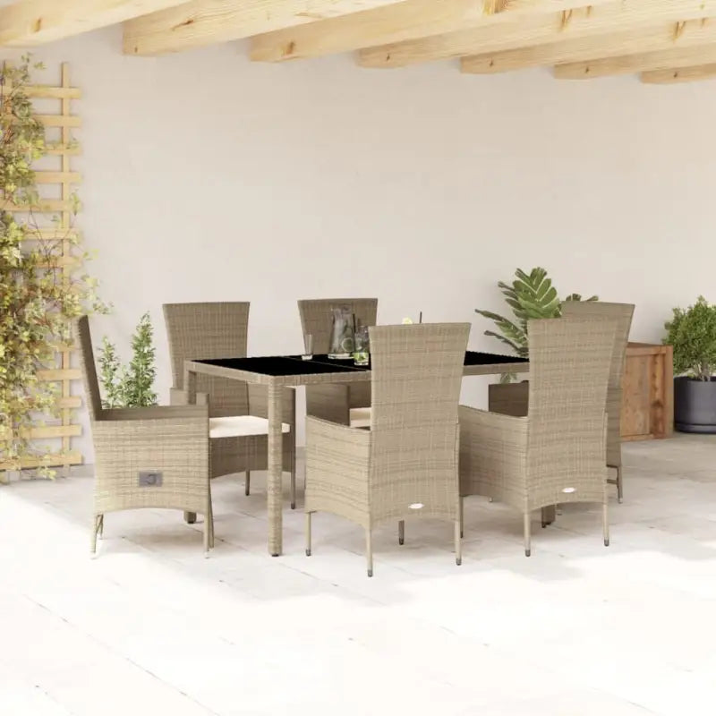 Comfortabele tuintafelset van poly rattan gemakkelijk schoon en onderhoudsvriendelijk - 150 cm tafellengte / stoel