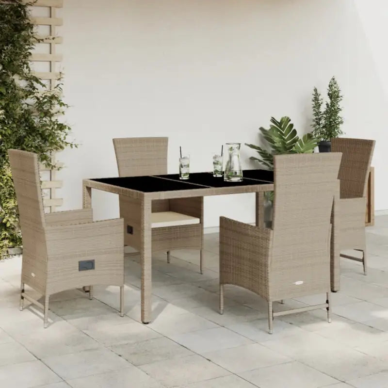 Comfortabele tuintafelset van poly rattan gemakkelijk schoon en onderhoudsvriendelijk - 150 cm tafellengte / Stoel