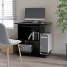 Compact bewerkt hout bureau voor laptops en desktops met moderne uitstraling - Zwart - Bureaus