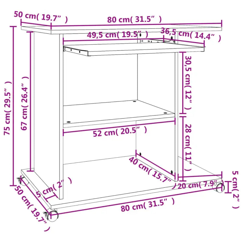 Compact bewerkt hout bureau voor laptops en desktops met moderne uitstraling - Bureaus