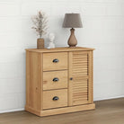 Compact dressoir met massief grenenhout en metalen handgrepen - Bruin / 1 - Dressoirs & buffetkasten