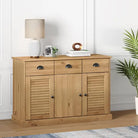 Compact dressoir met massief grenenhout en metalen handgrepen - Bruin / 1 - Dressoirs & buffetkasten