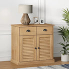 Compact dressoir met massief grenenhout en metalen handgrepen - Bruin / 1 - Dressoirs & buffetkasten