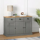 Compact dressoir met massief grenenhout en metalen handgrepen - Grijs / 1 - Dressoirs & buffetkasten