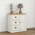 Compact dressoir met massief grenenhout en metalen handgrepen - Wit / 1 - Dressoirs & buffetkasten